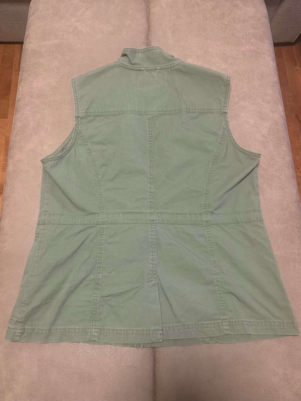 Merona Womens Washed Wear Olive Cotton Canvas Utility Zip Vest Jacket Size Large - Picture 6 of 8